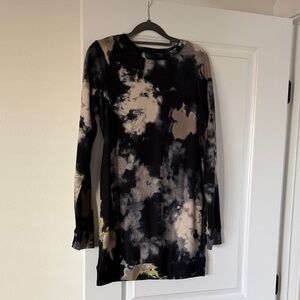 love, Fire Tie Dye Long Sleeve Dress